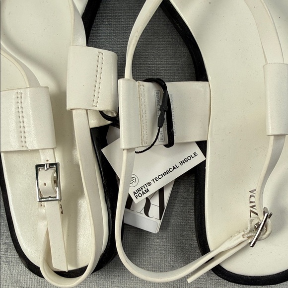 Zara Cream Strappy Sandals with Silver Accent - Picture 6 of 7